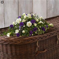 Petite Casket Spray Purple and White