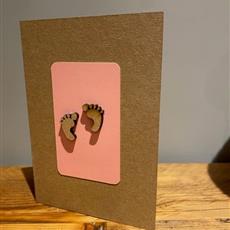 Bew Baby card pink - kraft bespoke card